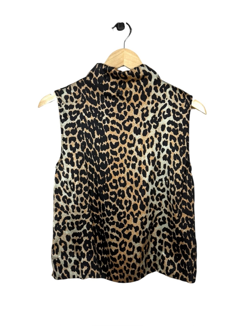Ganni Silk Leopard Print Cowl Neck Sleeveless Top XS